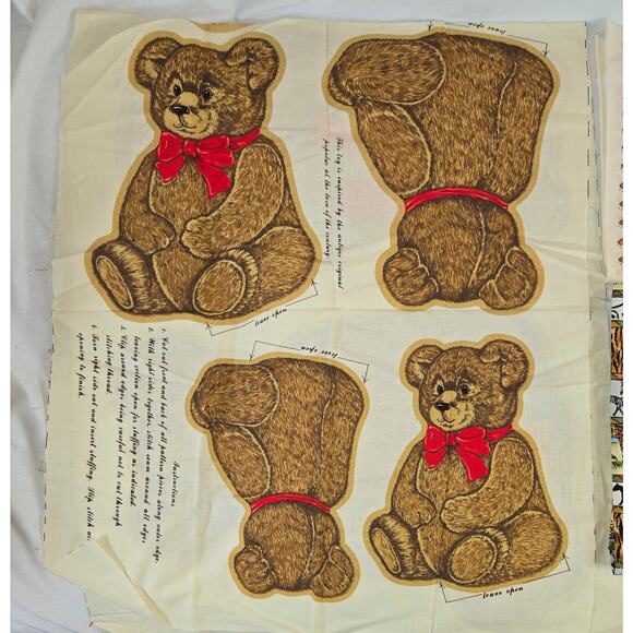 Old Fashioned Bears Vintage Cranston Print Works Cut & Sew Pillow Plush Uncut - Picture 1 of 2